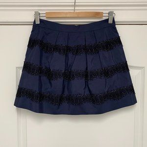 J. Crew | Lace Trim Silk Taffeta Mini Skirt